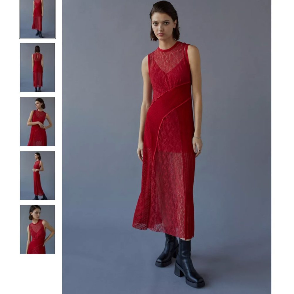 NWT Lace Dress with Slip in Color Rouge Sold Out